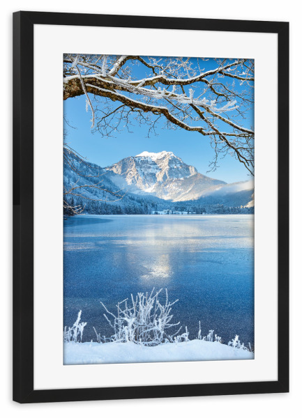 Poster mit Rahmen schwarz "Langbathsee in Winterstimmung" artboxONE - Natur,Reise