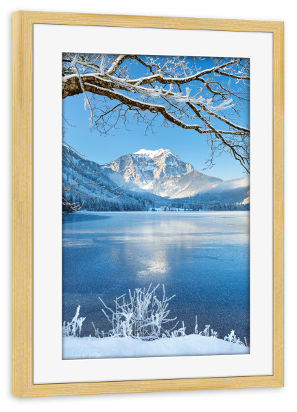 Poster mit Rahmen kiefer "Langbathsee in Winterstimmung" artboxONE - Natur,Reise