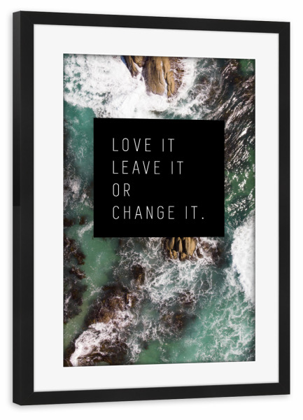 Poster mit Rahmen schwarz "Love it - Rocks" artboxONE - Typografie,Natur,Reise,Reise / Strand und Meer