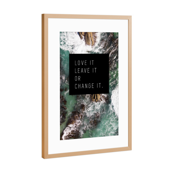 Poster mit Rahmen Kupfer "Love it - Rocks" artboxONE - Typografie,Natur,Reise,Reise / Strand und Meer