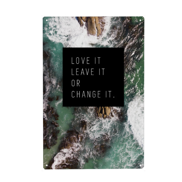 Metall Poster "Love it - Rocks" artboxONE - Typografie,Natur,Reise,Reise / Strand und Meer