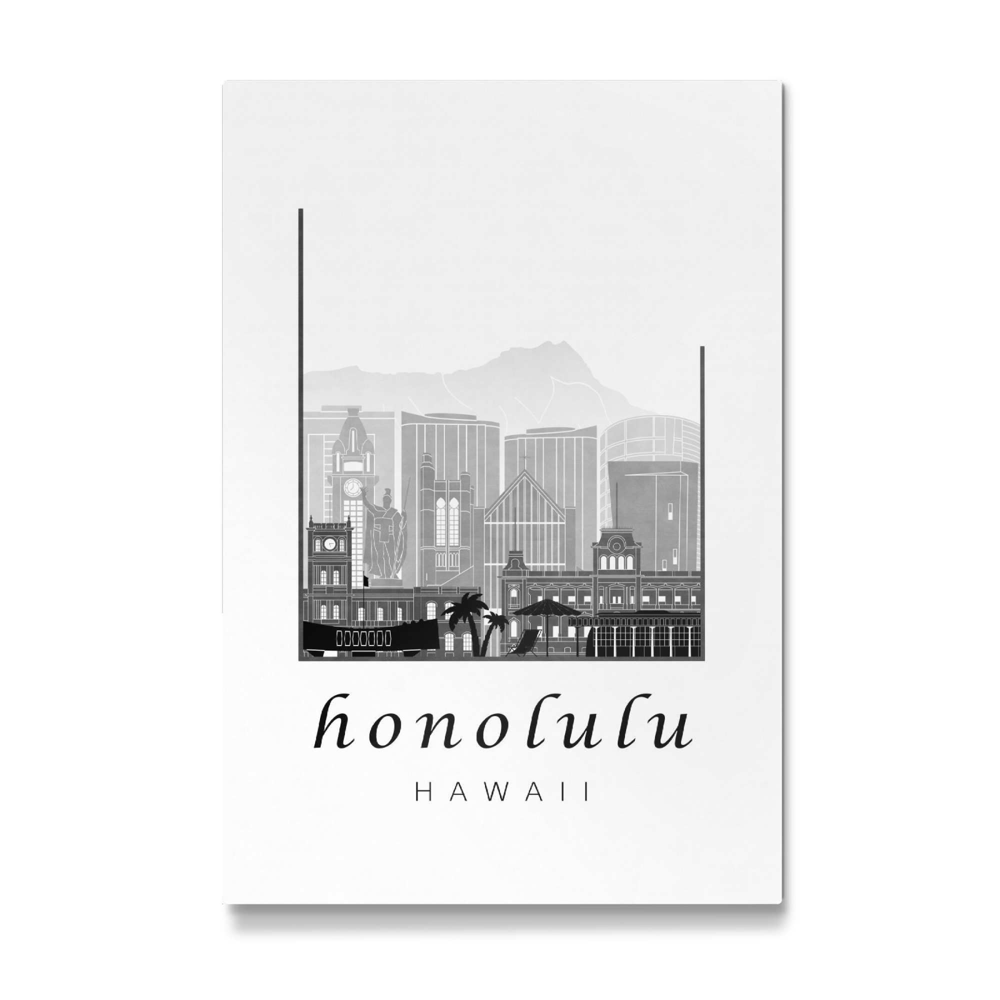 Galerie-Print "Honolulu skyline black & white" 75x50 cm artboxONE
