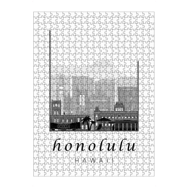 artboxONE Puzzle "Honolulu skyline black & white" artboxONE - Städte,Schwarzweiß,Architektur