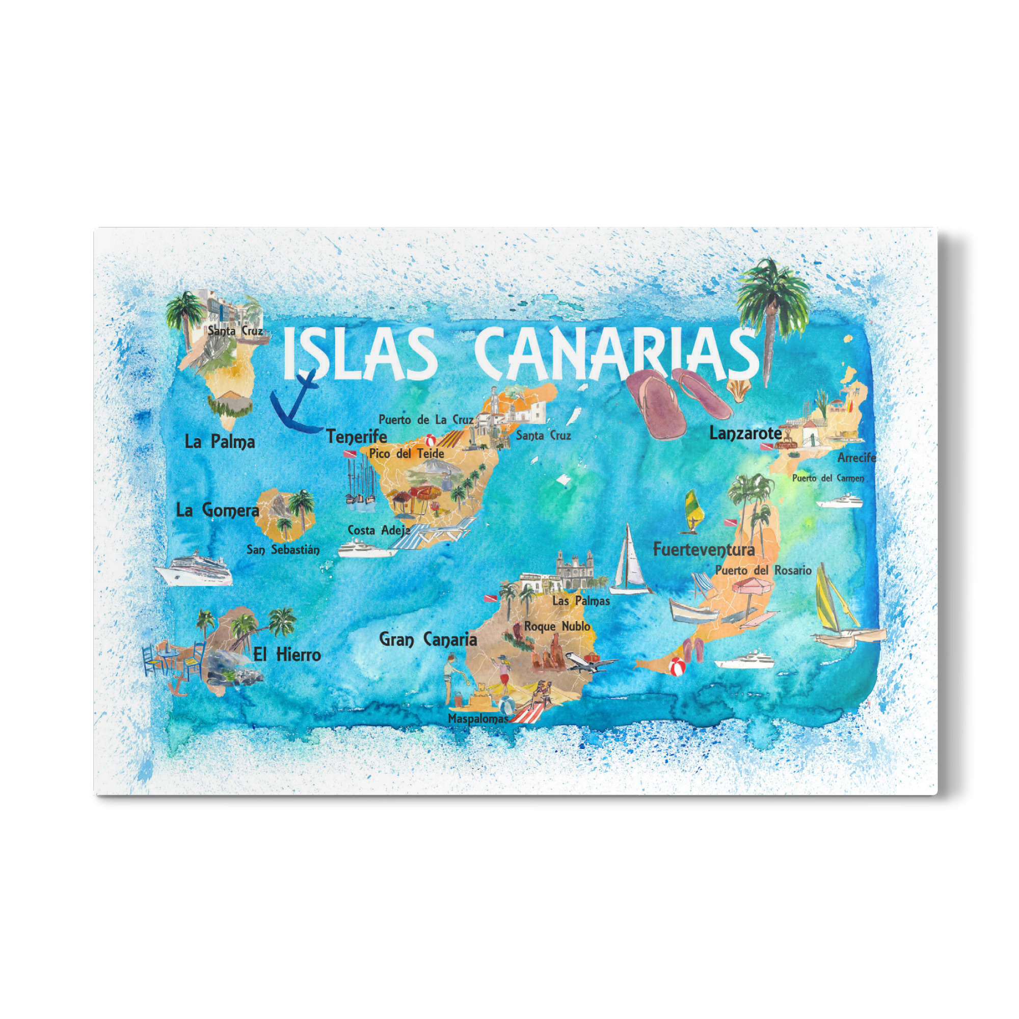 Galerie-Print "Canary Islands Illustrated Map" 75x50 cm artboxONE