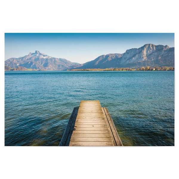 Poster "Steg am Mondsee" artboxONE - Natur,Reise - österreich,Berge,See,Alpensee,Austria,Mountain,Sea,Water,Alsp,Steg,Wellen,Waves