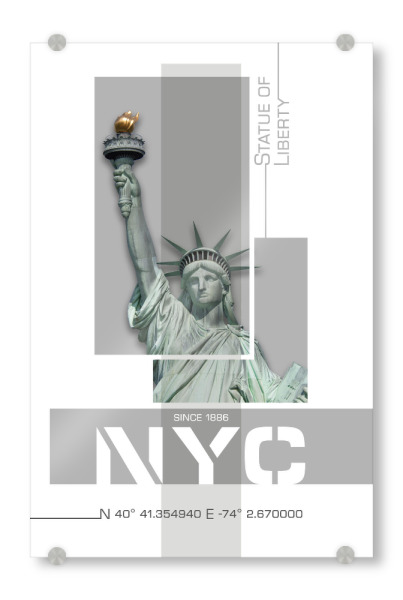 Acrylglasbild "NYC Freiheitsstatue | grau" artboxONE - Städte,Städte / New York,Architektur