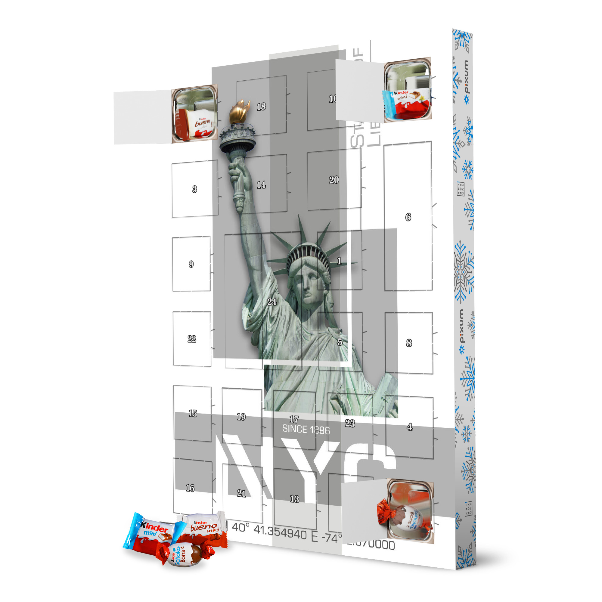 Adventskalender XXL mit Produkten von Kinder NYC Freiheitsstatue | grau artboxONE Adventskalender Städte