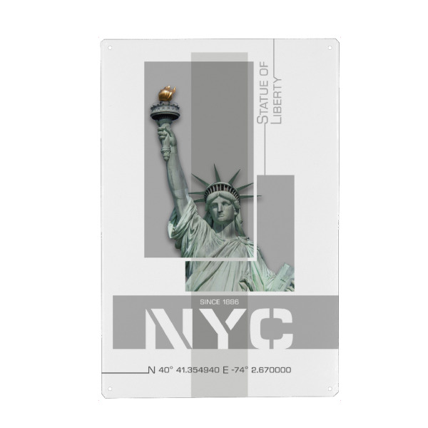 Holzbild "NYC Freiheitsstatue | grau" artboxONE - Städte,Städte / New York,Architektur