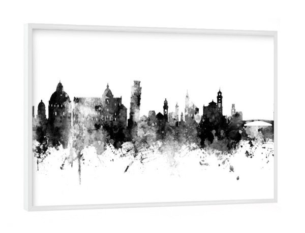 Poster mit weißem Rahmen "Pisa Italy Skyline Black" artboxONE - Städte,Schwarzweiß