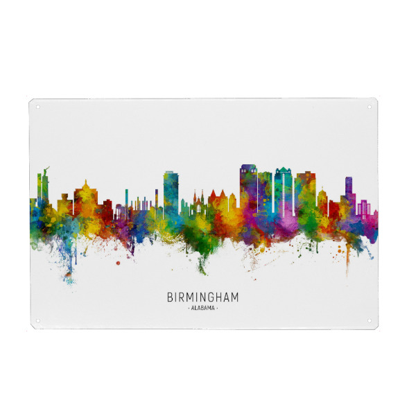 Holzbild "Birmingham Alabama Skyline txt" artboxONE - Städte
