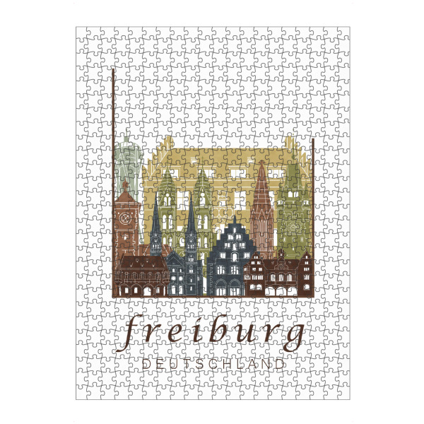 Puzzle Ravensburger "Freiburg skyline light brown" artboxONE - Städte,Architektur