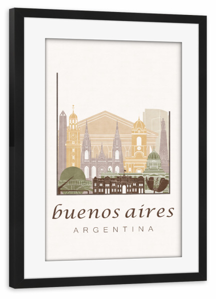 Poster mit Rahmen schwarz "Buenos Aires skyline rustic" artboxONE - Städte,Architektur