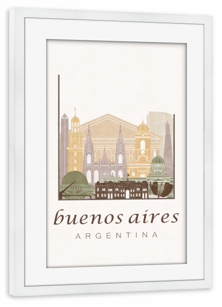 Poster mit Rahmen weiß "Buenos Aires skyline rustic" artboxONE - Städte,Architektur