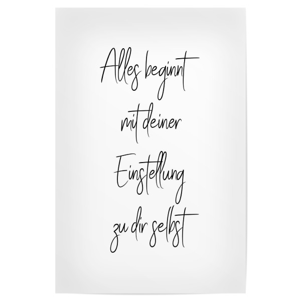 Poster "Deine Einstellung" artboxONE - Typografie,Schwarzweiß