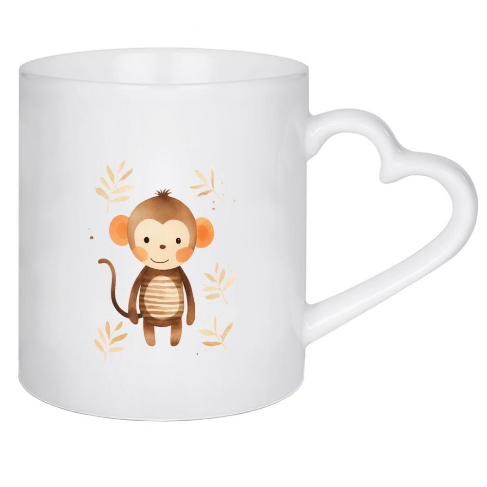 Herztasse "Äffchen - Kinder Illustration" artboxONE - Für Kinder,Tiere,Lustig - Affe,Kinder,Kinderzimmer,Tier,Süß,Lustig,Bunt,Illustration,Ki