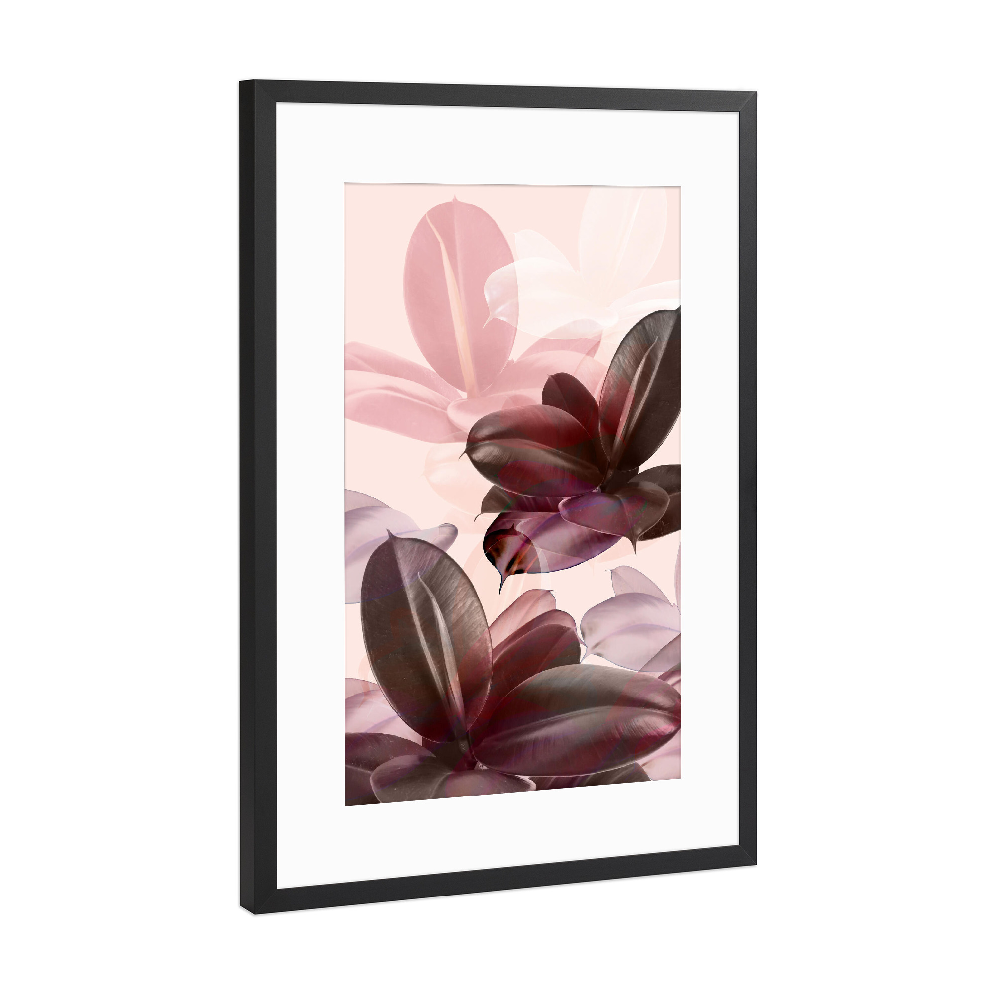 Poster mit Rahmen Schwarz (Metallic) "Abstract Rubber Plant Leaf" artboxONE - Natur,Floral,Abstrakt