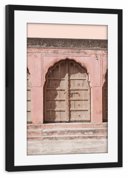 Poster mit Rahmen schwarz "India Pink Gate" artboxONE - Architektur,Reise / Asien,Städte / Weitere