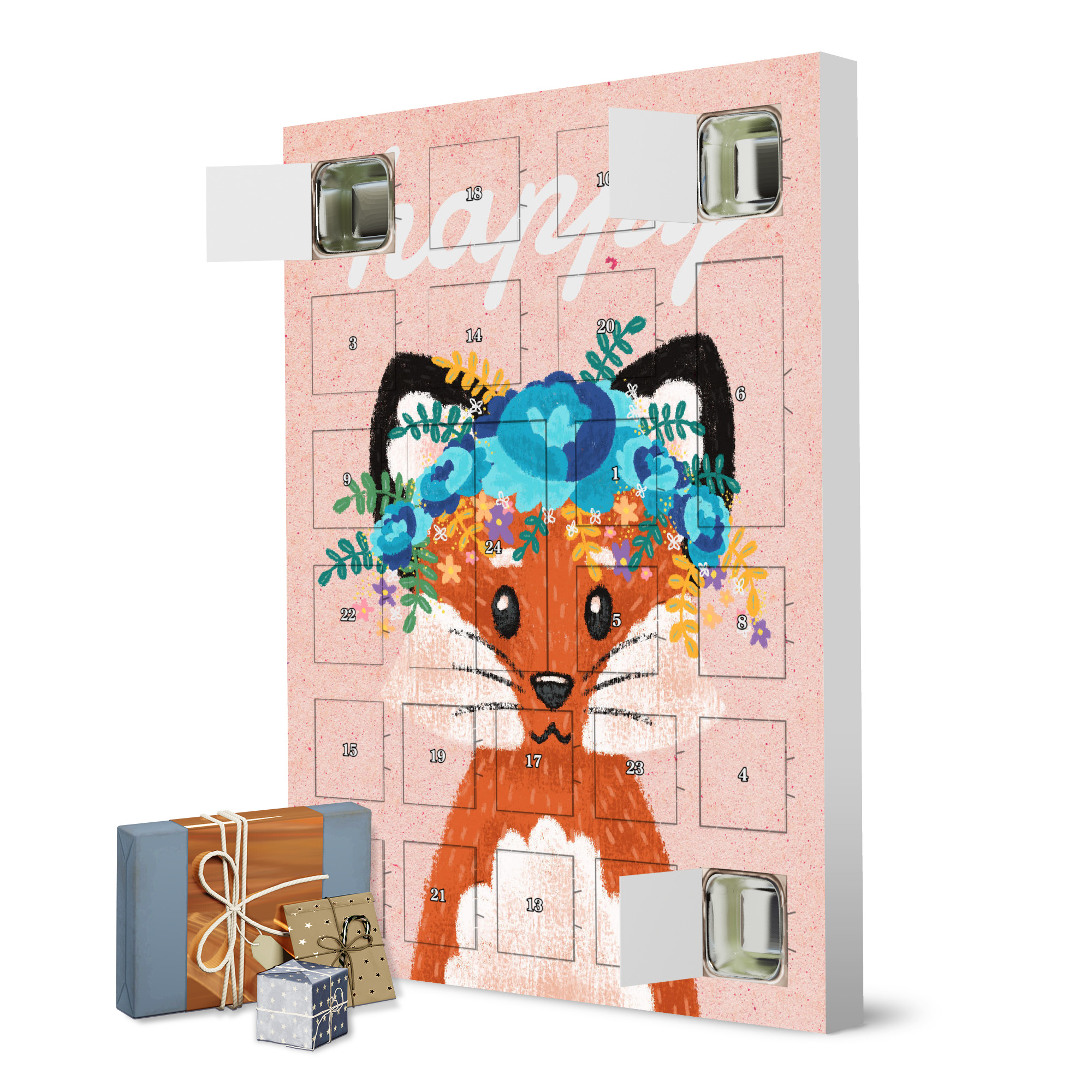 Adventskalender zum Selbstbefüllen Happy Fuchs! artboxONE Adventskalender Floral