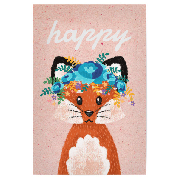 Poster 30x20 cm "Happy Fuchs!" artboxONE - Floral,Für Kinder,Tiere