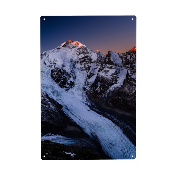 Holzbild "Piz Bernina sunrise Morteratsch" artboxONE - Natur