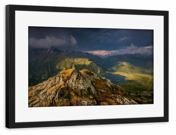 Poster mit Rahmen schwarz "Grimsel thunderstorm" artboxONE - Natur