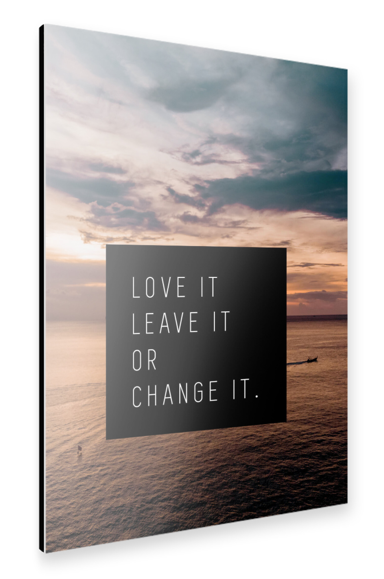 Alu-Dibond "Love it - Sunset" 30x20 cm artboxONE