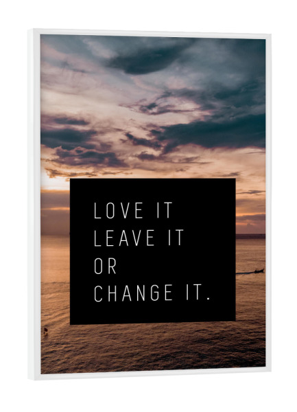 Poster mit weißem Rahmen "Love it - Sunset" artboxONE - Typografie,Natur,Reise,Reise / Strand und Meer