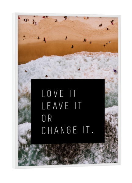 Poster mit weißem Rahmen "Love it - Beach" artboxONE - Typografie,Natur,Reise,Reise / Strand und Meer