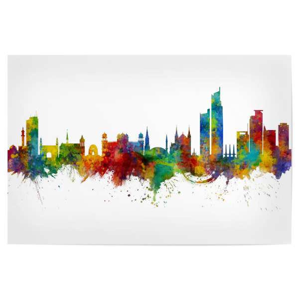 Poster 30x20 cm "Karachi Pakistan Skyline" artboxONE - Städte - Karachi,Pakistan,Skyline,Cityscape,Stadtbild,Watercolor,City,Stadt,Colorful,Bunt