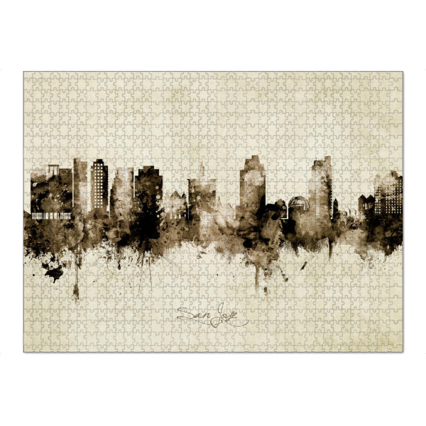 Puzzle Ravensburger "San Jose California Skyline Sepia" artboxONE - Städte