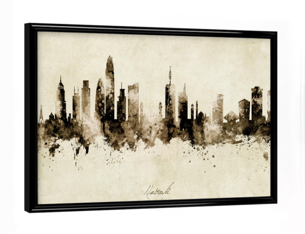 Poster mit schwarzem Rahmen "Nairobi Kenya Skyline Sepia" artboxONE - Städte
