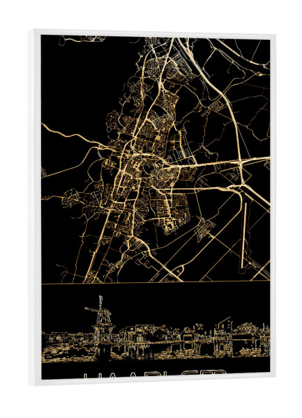Poster mit weißem Rahmen "Haarlem in Gold" artboxONE - Städte