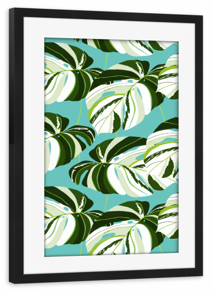 Poster mit Rahmen schwarz "Summer Variegated Monstera" artboxONE - Natur,Floral