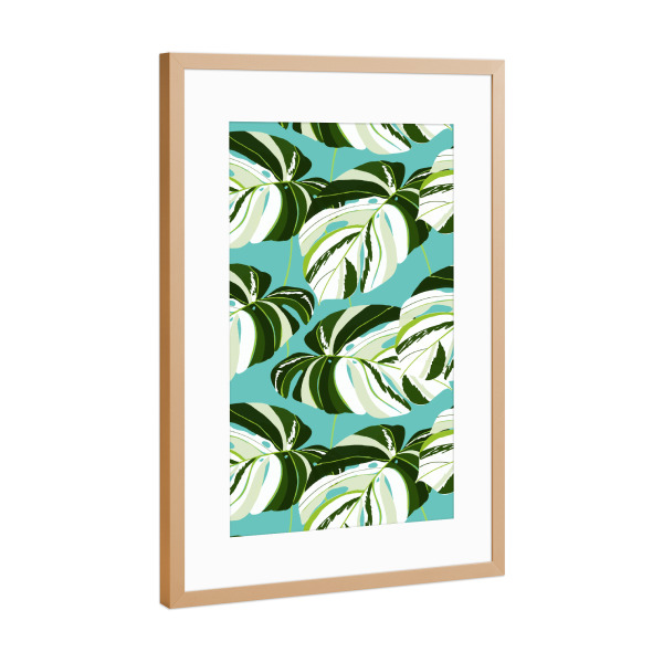 Poster mit Rahmen Kupfer "Summer Variegated Monstera" artboxONE - Natur,Floral