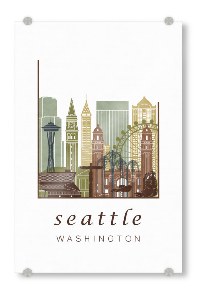 Acrylglasbild "Seattle skyline light brown" artboxONE - Städte,Architektur