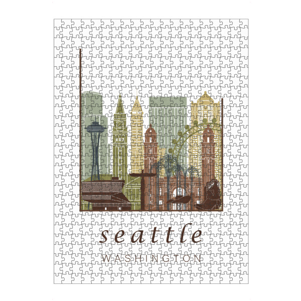Puzzle Ravensburger "Seattle skyline light brown" artboxONE - Städte,Architektur