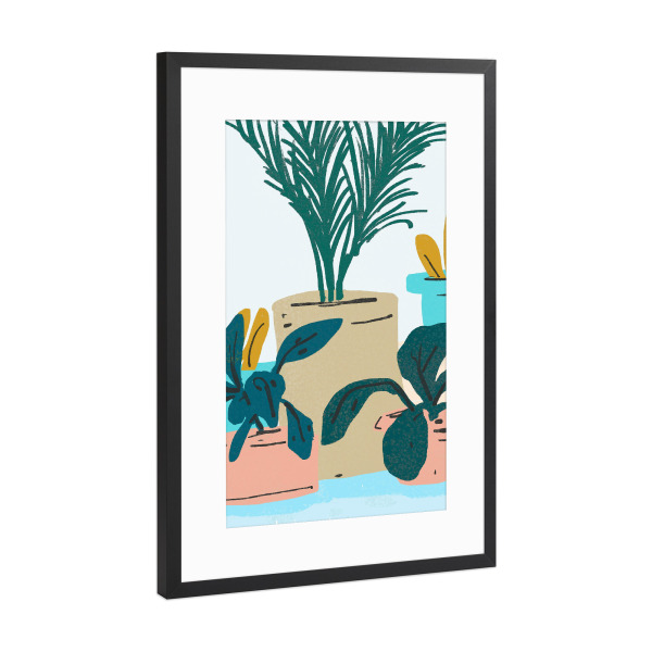 Poster mit Rahmen Schwarz (Metallic) "Little House Plants | Pastel" artboxONE - Natur,Floral