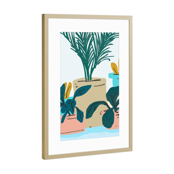 Poster mit Rahmen Gold "Little House Plants | Pastel" artboxONE - Natur,Floral