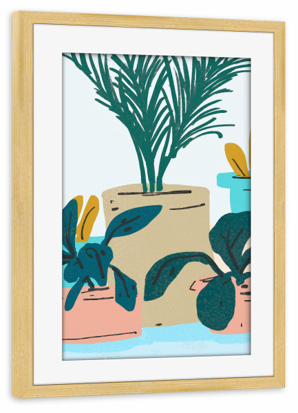 Poster mit Rahmen kiefer "Little House Plants | Pastel" artboxONE - Natur,Floral