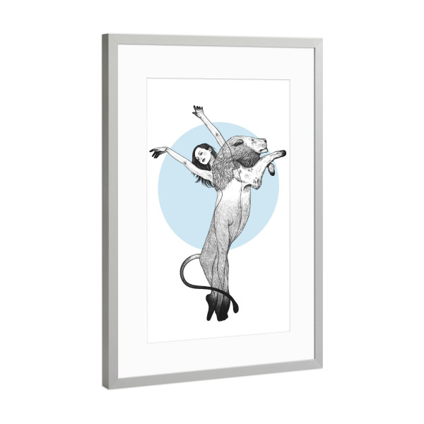 Poster mit Rahmen Silber "Soulmate Lion" artboxONE - Natur,Tiere,Menschen,Schwarzweiß,Liebe