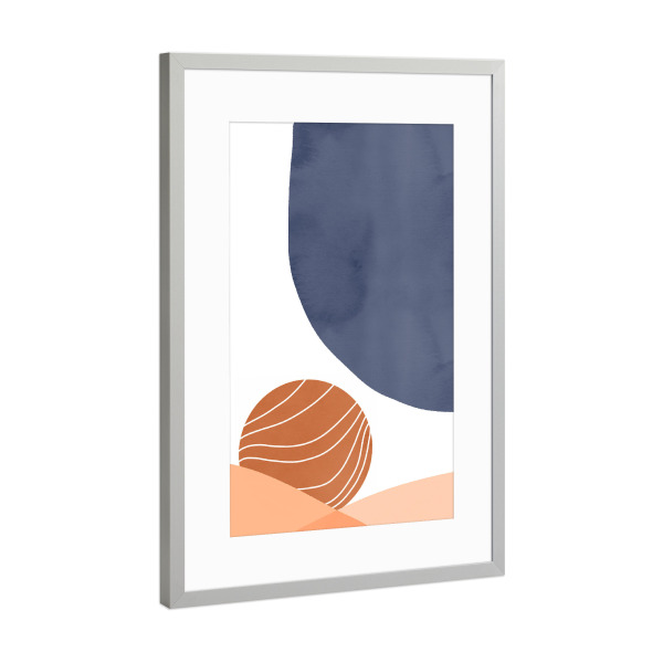 Poster mit Rahmen Silber "Blue on Sunset" artboxONE - Abstrakt,Geometrie