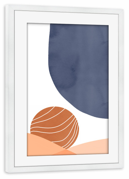 Poster mit Rahmen weiß "Blue on Sunset" artboxONE - Abstrakt,Geometrie