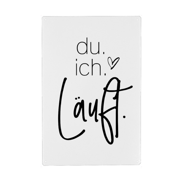 Holzbild "Du ich läuft" artboxONE - Typografie,Menschen,Schwarzweiß,Liebe,Lustig