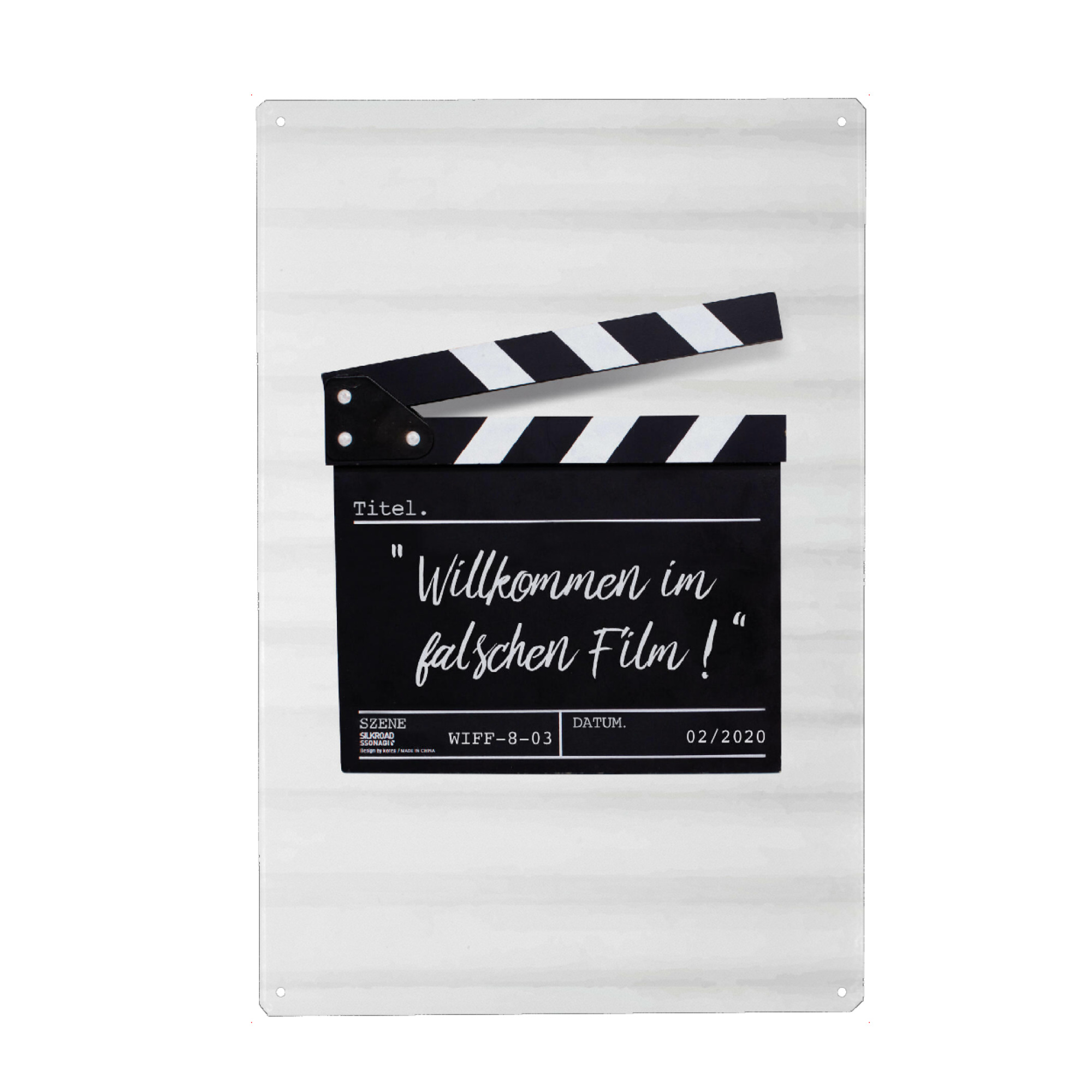 Metall Poster "Falscher Film Filmtafel" artboxONE - Typografie,Film,Schwarzweiß