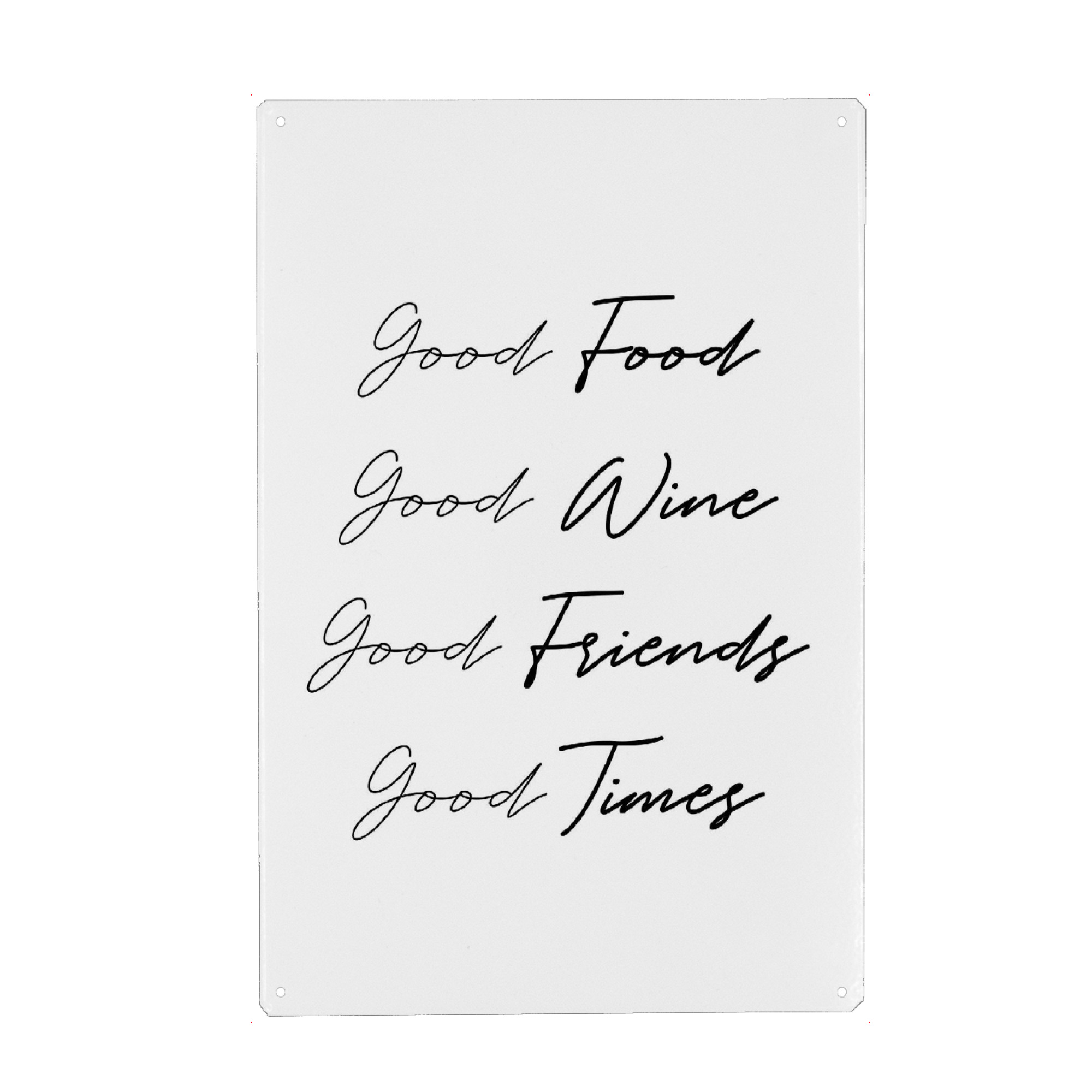 Metall Poster "What you need" artboxONE - Typografie,Essen & Trinken,Menschen,Schwarzweiß,Essen & Trinken / Alkohol