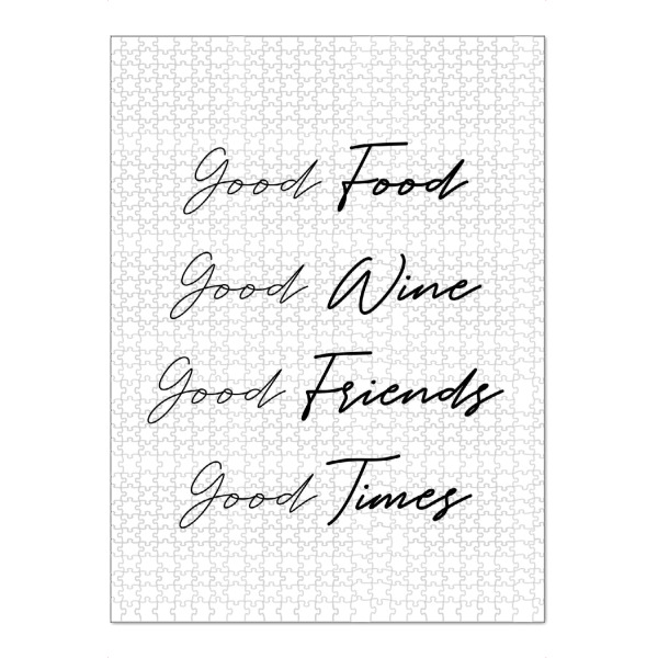 Puzzle Ravensburger "What you need" artboxONE - Typografie,Essen & Trinken,Menschen,Schwarzweiß,Essen & Trinken / Alkohol