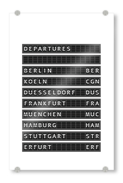 Acrylglasbild "Departure Germany" artboxONE - Städte,Typografie,Reise,Schwarzweiß,Reise / Länder