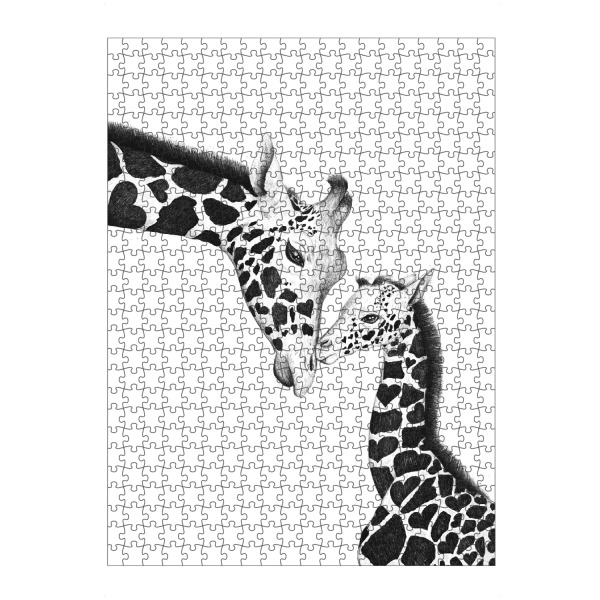 artboxONE Puzzle "Mom giraffe with a baby" artboxONE - Natur,Tiere,Schwarzweiß,Liebe,Für Mama