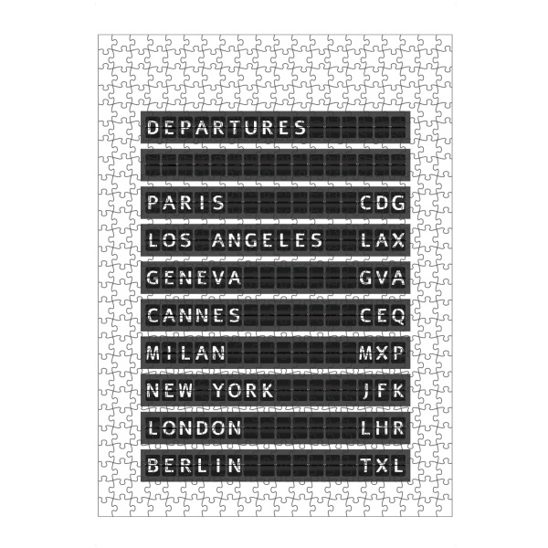 artboxONE Puzzle "Departure Board" artboxONE - Städte,Typografie,Reise,Schwarzweiß,Reise / Länder