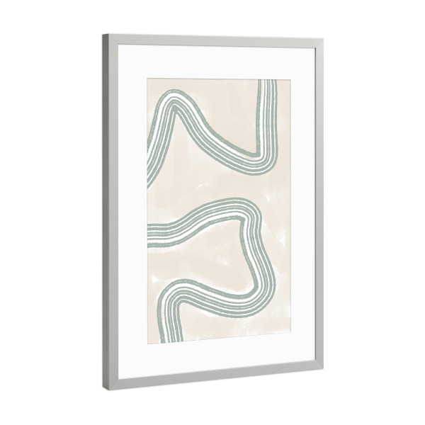 Poster mit Rahmen Silber "Abstracto Twist" artboxONE - Abstrakt - Abstrakte kunst,Minimalistisch,Minimalismus,Khaki,Abstrakt,Abstract,Form,Twist